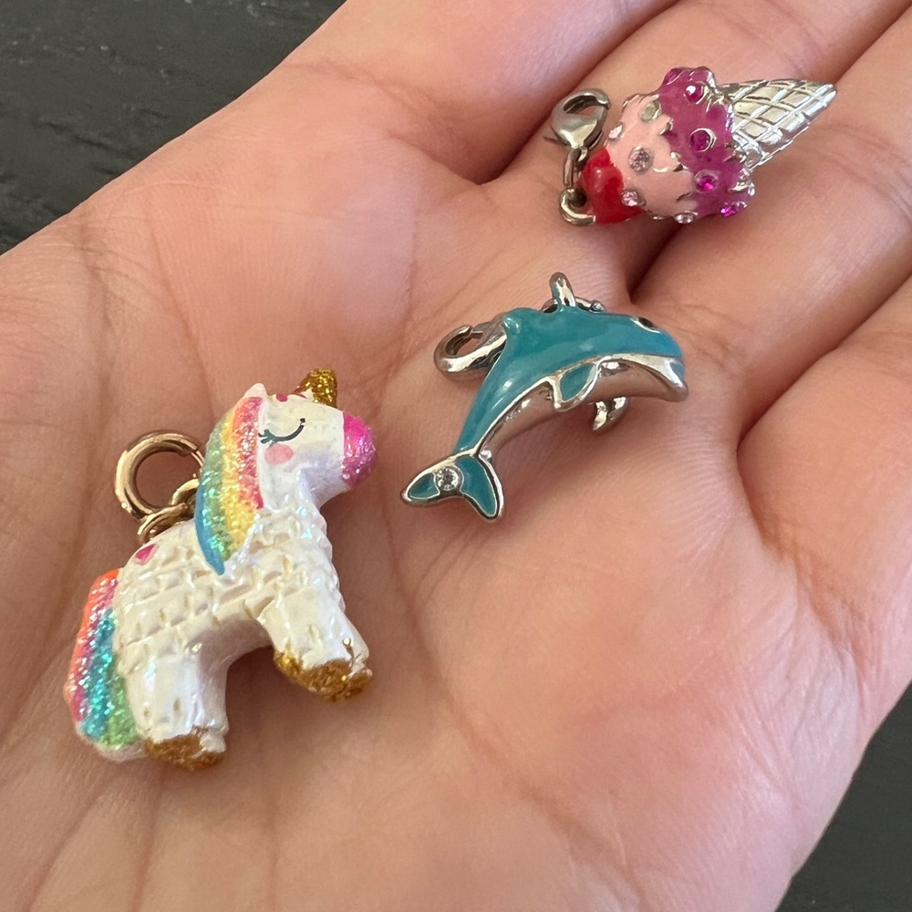 Boutique High Quality Unicorn, Ice Cream, and Dolphin Charms - 3 Pc. - Picture 7 of 8